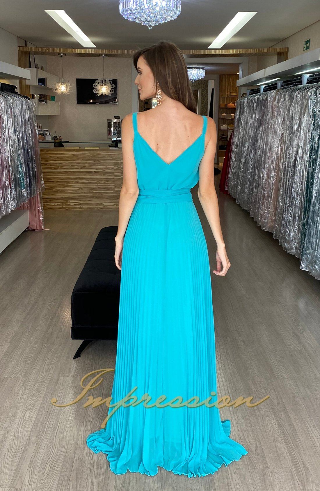 vestido de festa em musseline