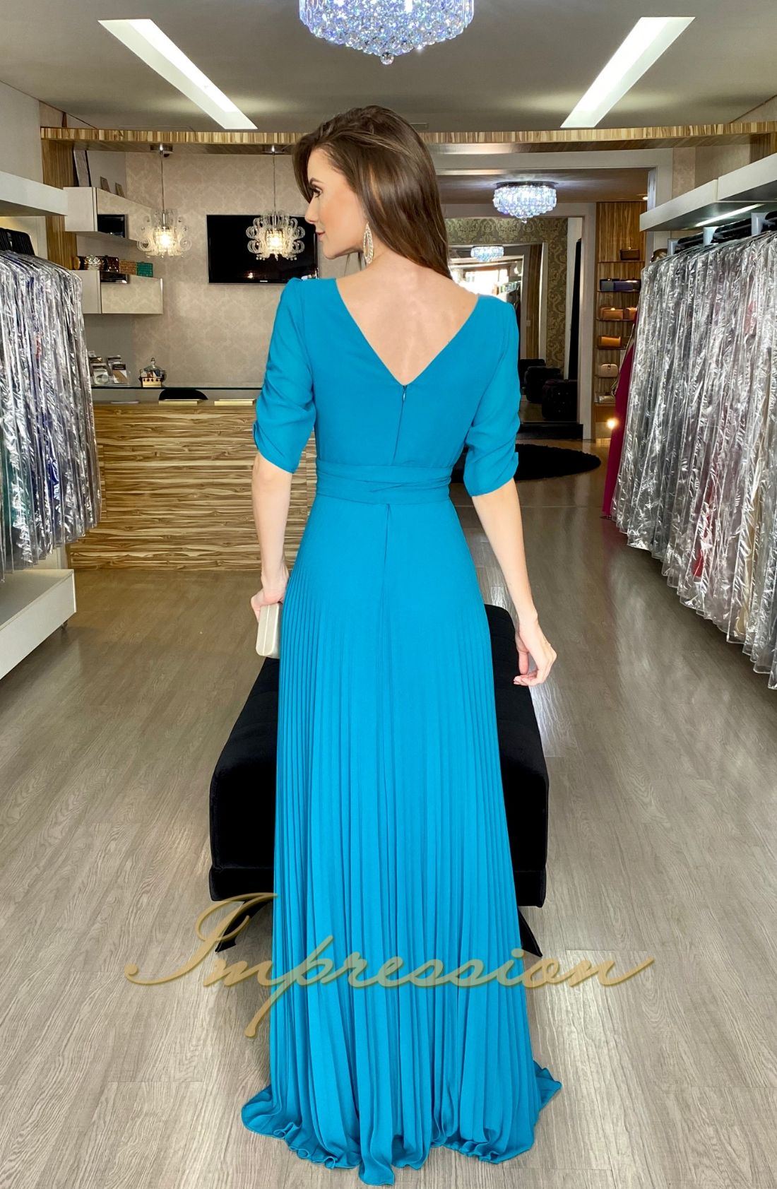 vestido de festa em musseline