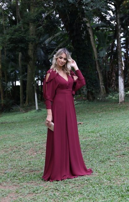Vestido de Festa Longo Marsala