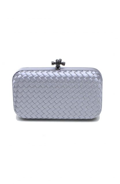 Bolsa de Festa Cinza Prata Tressê