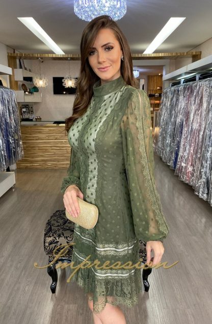 Vestido de Festa Curto Renda Verde - Imagem 3