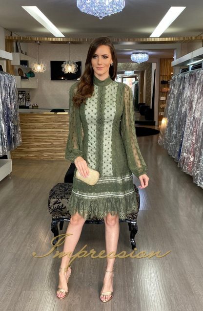 Vestido de Festa Curto Renda Verde - Imagem 2