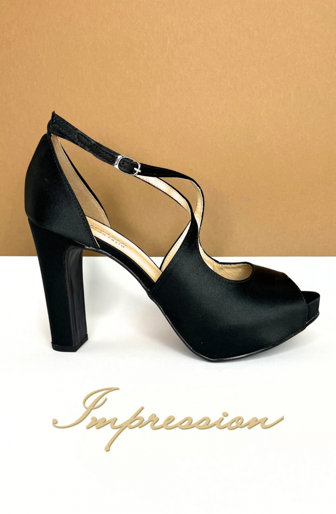 Sapato de Festa Peep Toe Preto - Impression Modas