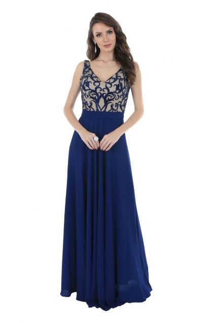Vestido de Festa Longo Azul Marinho