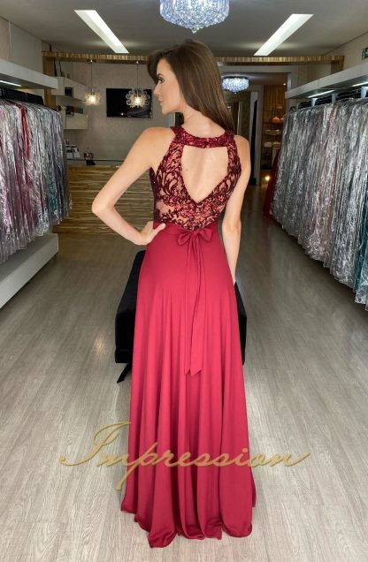 Vestido de Festa Longo Marsala Paetês - Image 3