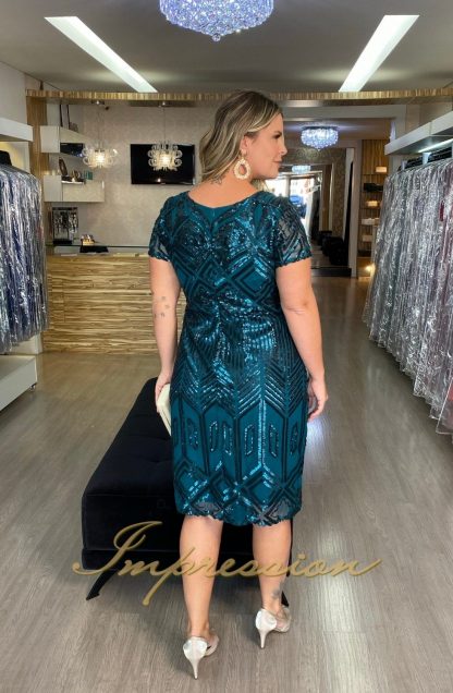 Vestido de Festa Curto Plus Size Petróleo - Imagem 3
