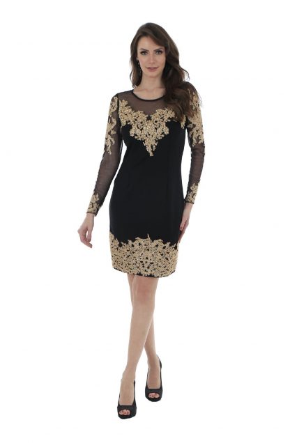 Vestido de Festa Curto Preto com Manga