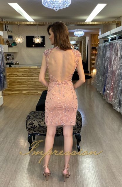 Vestido de Festa Curto Rose Bordado - Image 3