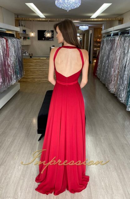 Vestido de Festa Longo Marsala com Strass - Image 4