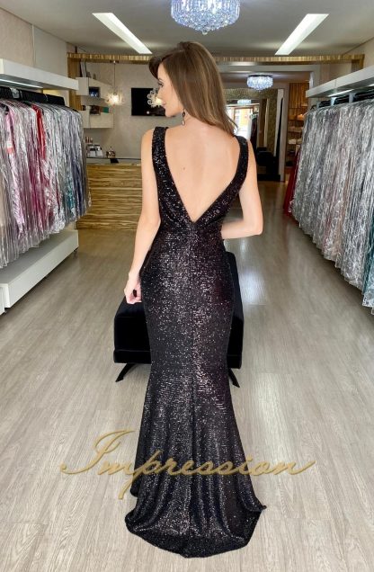 Vestido de Festa Longo Preto Sereia em Paetês - Imagem 3