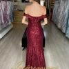 Vestido de Festa Longo Marsala em Paetês com Fenda - Imagem 3