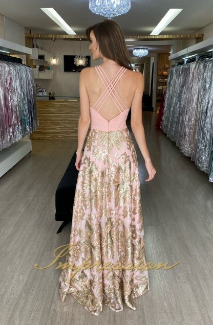 Vestido de Festa Longo Rose Bordado Paetês - Imagem 3