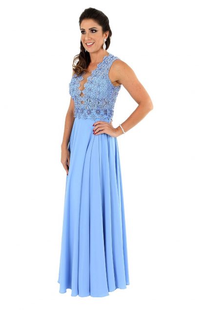 Vestido de Festa Longo Azul Brilho - Image 2
