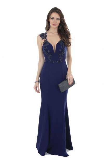 Vestido de Festa Longo Azul Marinho