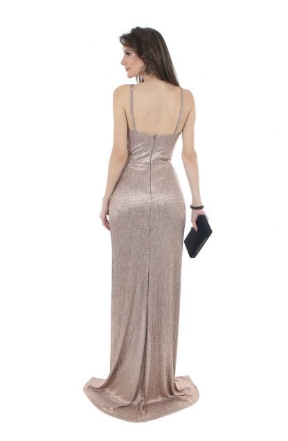 Vestido de Festa Longo Bronze Lurex - Image 2