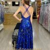 Vestido de Festa Longo Azul Royal com Paetes - Imagem 3