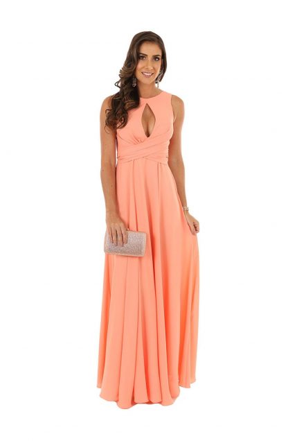 Vestido de Festa Longo Coral