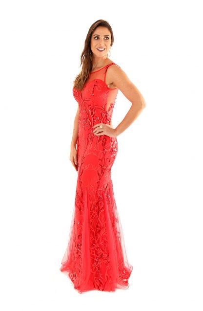Vestido de Festa Longo Coral - Imagem 2