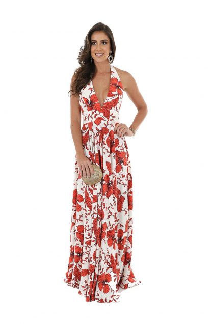 Vestido de Festa Longo Floral