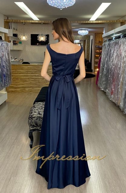 Vestido de Festa Longo Marinho Cetim - Image 3