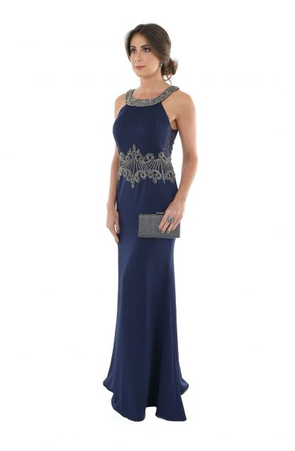 Vestido de Festa Longo Marinho Pedraria - Image 2
