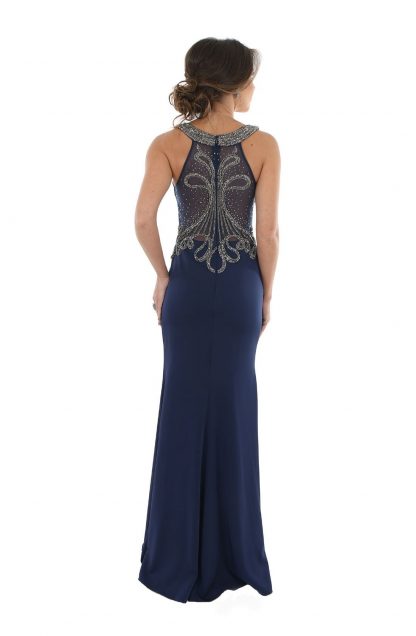Vestido de Festa Longo Marinho Pedraria - Image 3