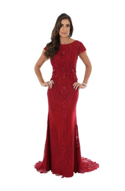 Vestido de Festa Longo Marsala Brilho