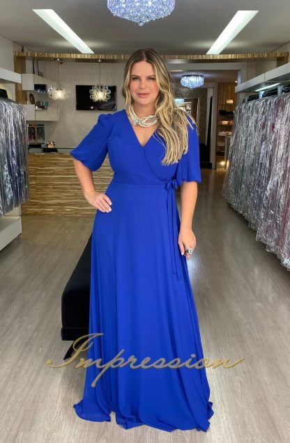 Vestido de Festa Longo Plus Size Azul Royal - Image 2