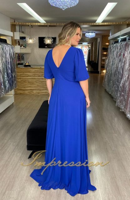 Vestido de Festa Longo Plus Size Azul Royal - Image 3