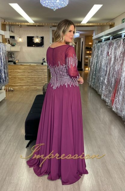 Vestido de Festa Longo Plus Size Berinjela Brilho - Image 2