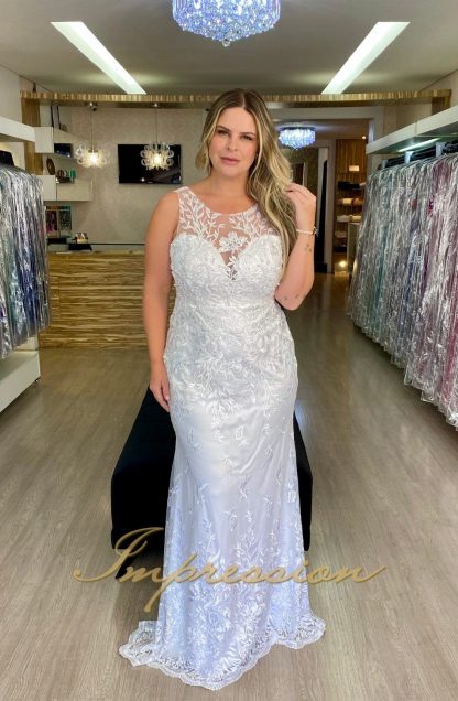 Vestido de Festa Longo Plus Size Branco Renda - Imagem 2