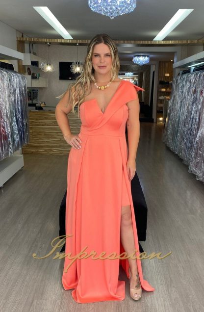 Vestido de Festa Longo Plus Size Coral - Image 2