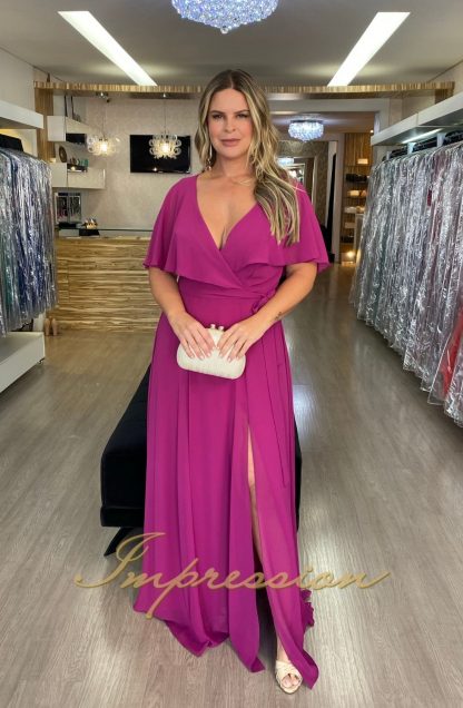 Vestido de Festa Longo Plus Size Fucsia - Imagem 2