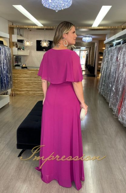 Vestido de Festa Longo Plus Size Fucsia - Imagem 3