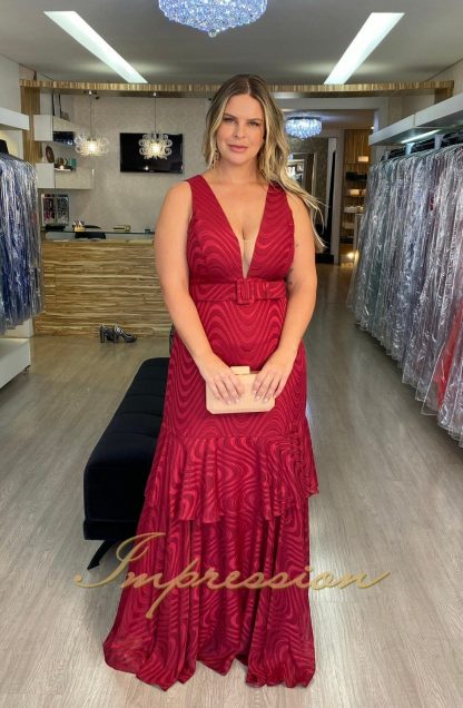 Vestido de Festa Longo Plus Size Marsala - Imagem 2