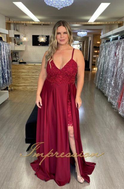 Vestido de Festa Longo Plus Size Marsala - Imagem 2