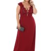 Vestido de Festa Longo Plus Size Marsala Detalhe Bordado