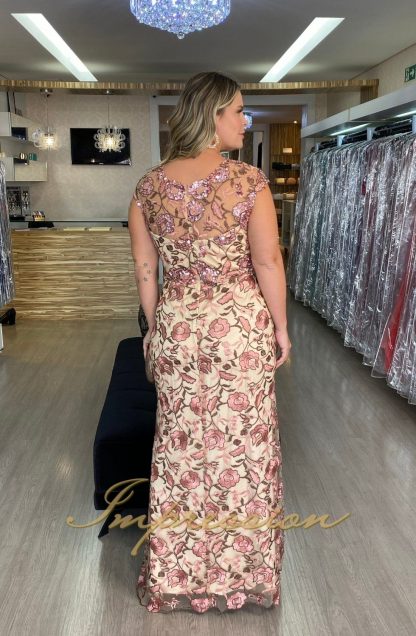 Vestido de Festa Longo Plus Size Rose Bordado - Image 3