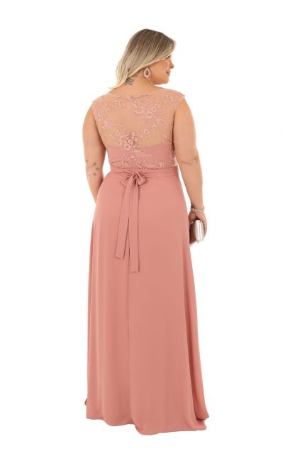 Vestido de Festa Longo Plus Size Rose Detalhe Renda - Imagem 2