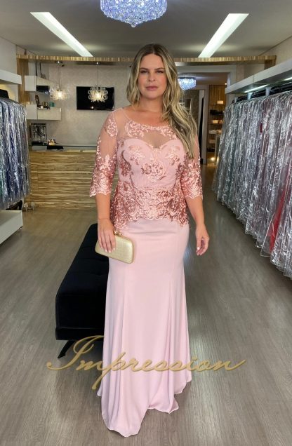 Vestido de Festa Longo Plus Size Rose Renda - Image 2