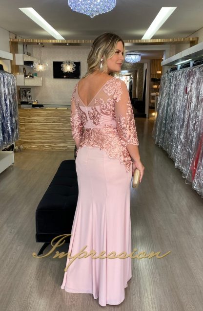Vestido de Festa Longo Plus Size Rose Renda - Image 3