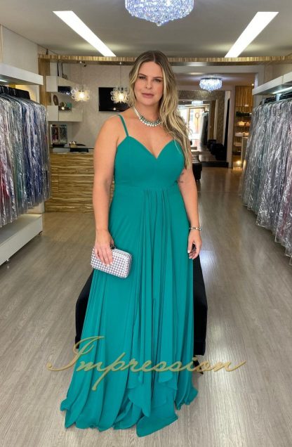 Vestido de Festa Longo Plus Size Verde - Image 4