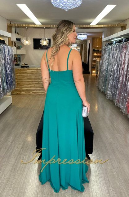 Vestido de Festa Longo Plus Size Verde - Image 5