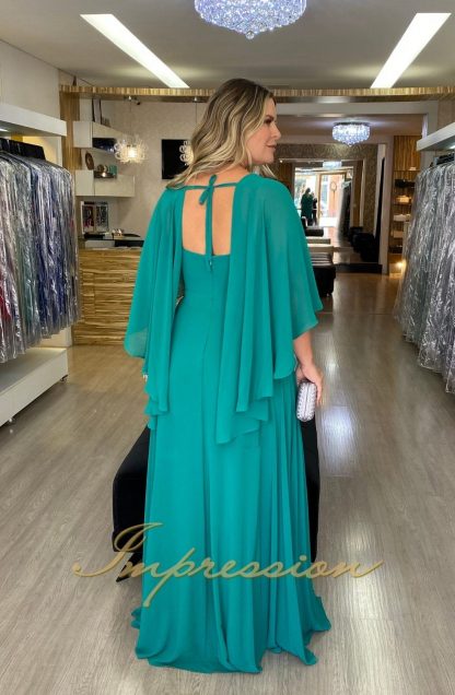 Vestido de Festa Longo Plus Size Verde - Image 3