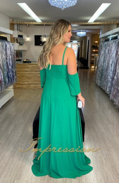 Vestido de Festa Longo Plus Size Verde Bandeira - Imagem 3