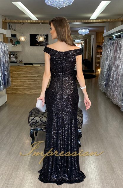 Vestido de Festa Longo Preto em Paetes - Image 3