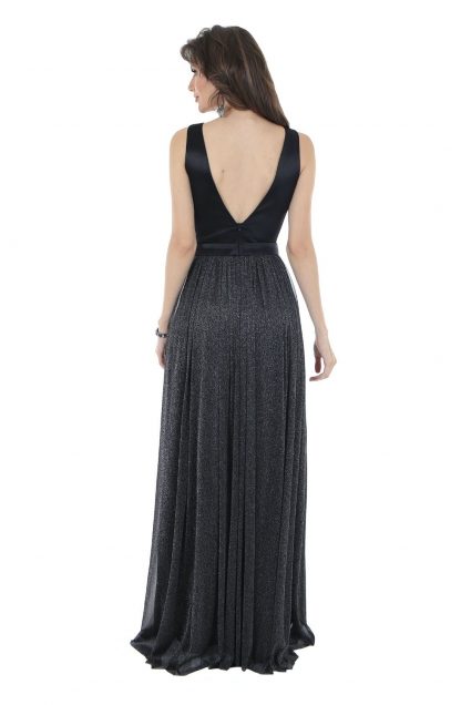 Vestido de Festa Longo Preto Lurex - Imagem 2