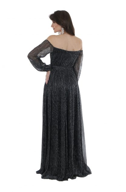 Vestido de Festa Longo Preto Lurex - Image 2