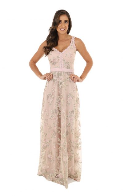 Vestido de Festa Longo Rose Bordado
