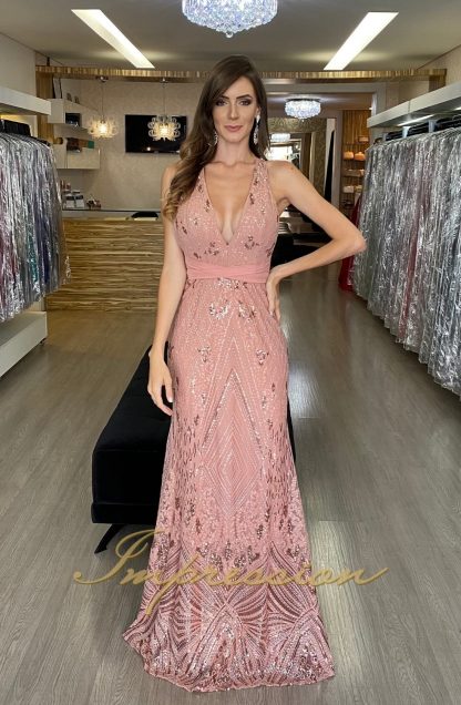 Vestido de Festa Longo Rose Bordado - Imagem 2